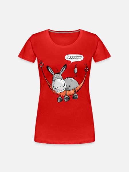 Der Esel schlummert - Frauen Premium Bio T-Shirt - Rot