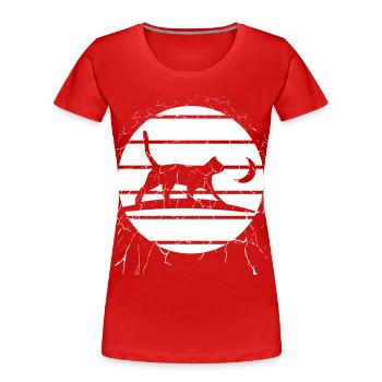 Chat au clair de lune – Promenade nocturne - T-shirt bio Premium Femme - rouge - Devant - Mia (176cm)
