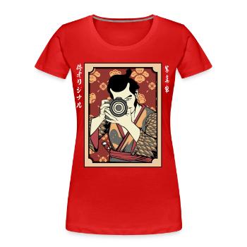 Kimono Kamera Portrait - Frauen Premium Bio T-Shirt - Rot - Vorne - Mia (176cm)