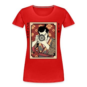 Kameramann im Kimono Hanami - Frauen Premium Bio T-Shirt - Rot - Vorne - Mia (176cm)