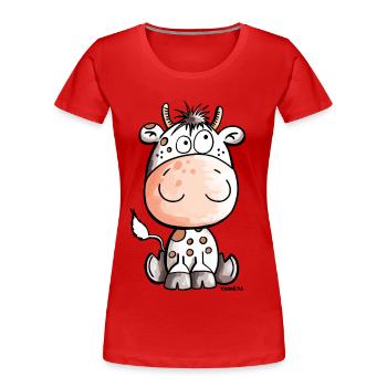Funny Cow - Cows - Baby - Gift - Calf - Women's Premium Organic T-Shirt - red - Front - Mia (176cm)