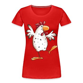 Tanzendes Huhn - Hühner - Geflügel - Vogel - Frauen Premium Bio T-Shirt - Rot - Vorne - Mia (176cm)