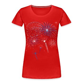 Feu d'artifice coloré avec des étoiles. - T-shirt bio Premium Femme - rouge - Devant - Mia (176cm)