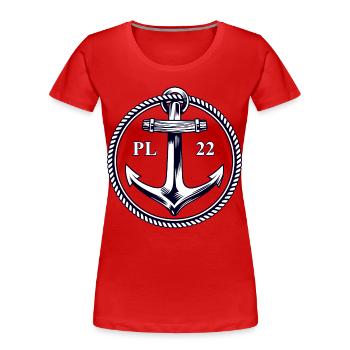 PL22 Marineanker - Frauen Premium Bio T-Shirt - Rot - Vorne - Mia (176cm)