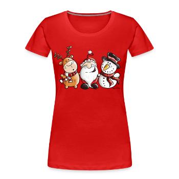 Weihnachtsmann und seine Freunde - Weihnachten - Frauen Premium Bio T-Shirt - Rot - Vorne - Mia (176cm)