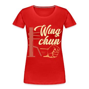 Wing Chun Geschenk - Frauen Premium Bio T-Shirt - Rot - Vorne - Mia (176cm)