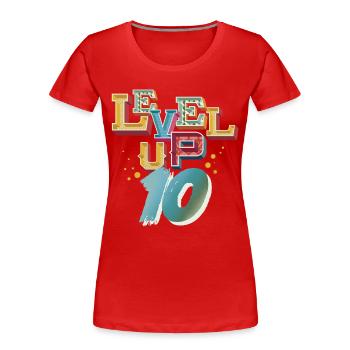 Level Up 10 Years Birthday Gamer Gaming - Women's Premium Organic T-Shirt - red - Front - Mia (176cm)