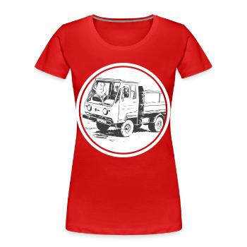 Multicar M25 - Frauen Premium Bio T-Shirt - Rot - Vorne - Mia (176cm)