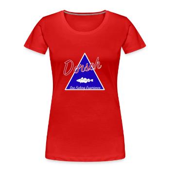Dorsch Sea Fishing Experience Hoodie I Angeln Meer - Frauen Premium Bio T-Shirt - Rot - Vorne - Mia (176cm)