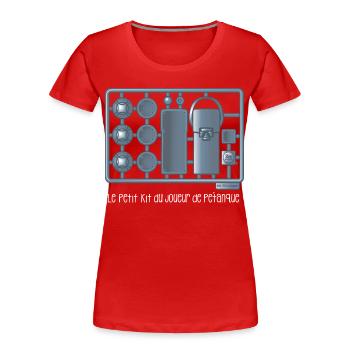 Le petit kit du joueur de pétanque - T-shirt bio Premium Femme - rouge - Devant - Mia (176cm)