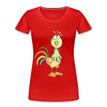 Crazy rooster - chicken - rooster - bird - Women's Premium Organic T-Shirt - red - Front - Mia (176cm)