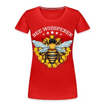 Bee Whisperer with Honeycombs - Women's Premium Organic T-Shirt - red - Front - Mia (176cm)