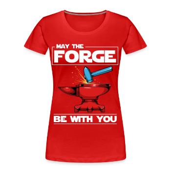 Schmiede Kraft Mashup - Frauen Premium Bio T-Shirt - Rot - Vorne - Mia (176cm)