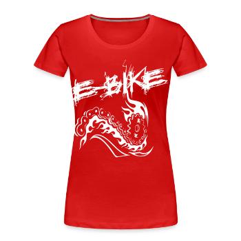 E-bike rider - Women's Premium Organic T-Shirt - red - Front - Mia (176cm)