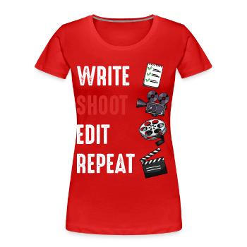 Write Turn Cut Repeat - Women's Premium Organic T-Shirt - red - Front - Mia (176cm)