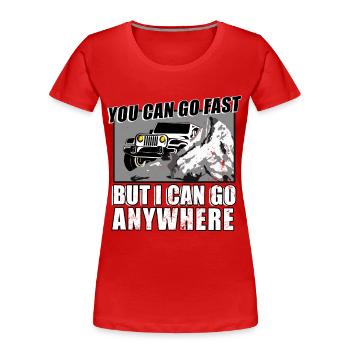 funny jeep driver - Women's Premium Organic T-Shirt - red - Front - Mia (176cm)