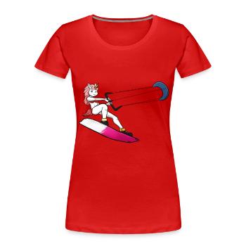 Kitesurf unicorn - Women's Premium Organic T-Shirt - red - Front - Mia (176cm)
