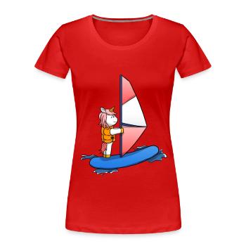 Planche à voile licorne planche à voile planche à voile - T-shirt bio Premium Femme - rouge - Devant - Mia (176cm)