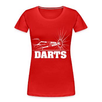 Darts Dart Player Arrows Illustration Bar Sports - Women's Premium Organic T-Shirt - red - Front - Mia (176cm)