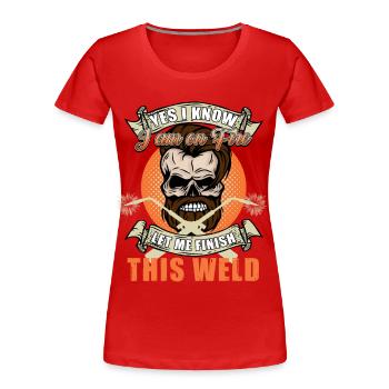 Welding - Women's Premium Organic T-Shirt - red - Front - Mia (176cm)