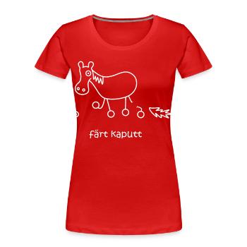 färt kaputt, kaputtes Pferd, lustiges Pferd, krank - Frauen Premium Bio T-Shirt - Rot - Vorne - Mia (176cm)