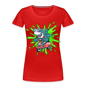 Hai lustig Mofa Moped Roller Comic - Frauen Premium Bio T-Shirt - Rot - Vorne - Mia (176cm)
