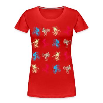 BMX / Bmx / bmx / Geschenkidee / Geburtstag - Frauen Premium Bio T-Shirt - Rot - Vorne - Mia (176cm)