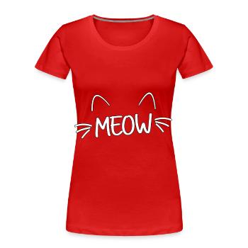 Katze Katzenmotiv Meow Katzenbesitzer - Frauen Premium Bio T-Shirt - Rot - Vorne - Mia (176cm)