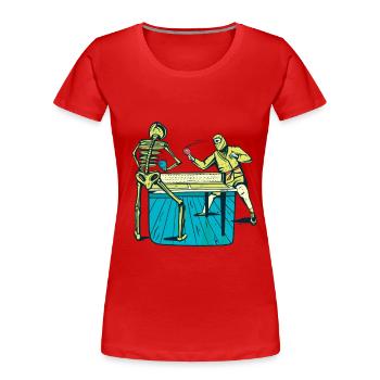 Table Tennis Skeleton Ninja - Women's Premium Organic T-Shirt - red - Front - Mia (176cm)