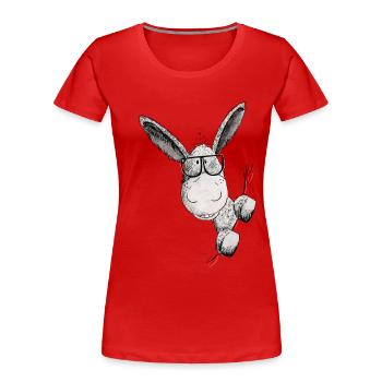 Esel mit Sonnenbrille I Tiermotiv Eselchen - Frauen Premium Bio T-Shirt - Rot - Vorne - Mia (176cm)