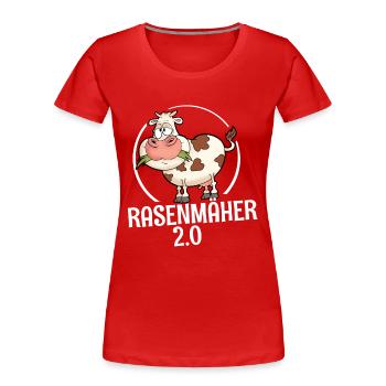 Landwirtschaft Lustige Kuh Rasenmäher - Frauen Premium Bio T-Shirt - Rot - Vorne - Mia (176cm)