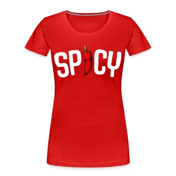 Spicy Pepper Typografie - Frauen Premium Bio T-Shirt - Rot - Vorne - Mia (176cm)