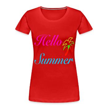 Hello Summer Palm Trees Neon - Women's Premium Organic T-Shirt - red - Front - Mia (176cm)