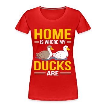 Ducks - Women's Premium Organic T-Shirt - red - Front - Mia (176cm)
