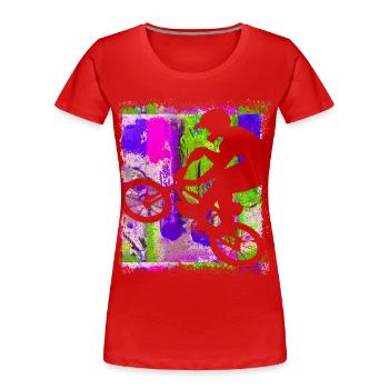 Vélo BMX - BMX riding - BMX bike - BMX rider - T-shirt bio Premium Femme - rouge - Devant - Mia (176cm)