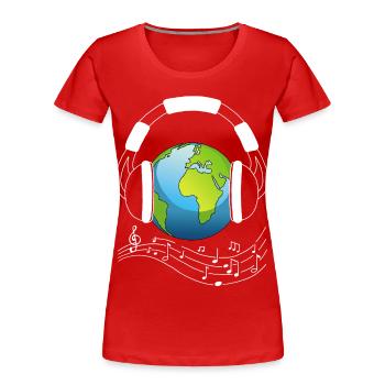 La Terre mélomane - T-shirt bio Premium Femme - rouge - Devant - Mia (176cm)