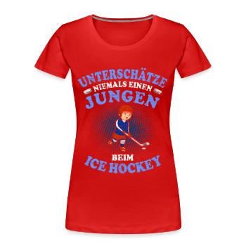 Eishockey Jungen - Frauen Premium Bio T-Shirt - Rot - Vorne - Mia (176cm)