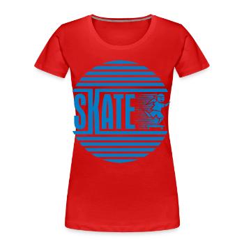 Patinage rétro rétro circulaire bleu - T-shirt bio Premium Femme - rouge - Devant - Mia (176cm)