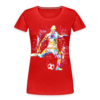 Fussball - Fussballspieler Cristiano - Bunt - Frauen Premium Bio T-Shirt - Rot - Vorne - Mia (176cm)