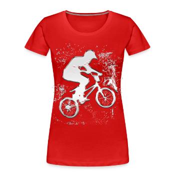 BMX Chrome | BMX argent | Vélo BMX | Vélo BMX - T-shirt bio Premium Femme - rouge - Devant - Mia (176cm)
