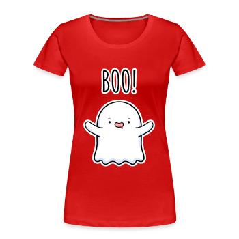 Boo Ghost – Sweet Halloween Ghost - Women's Premium Organic T-Shirt - red - Front - Mia (176cm)