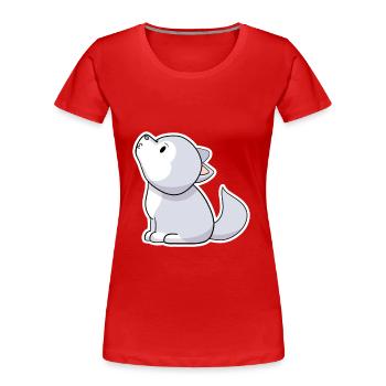 Wolf - Frauen Premium Bio T-Shirt - Rot - Vorne - Mia (176cm)