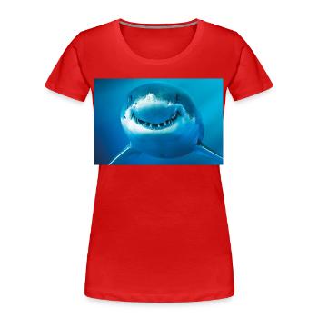 Lächelnder Hai unter Wasser - Frauen Premium Bio T-Shirt - Rot - Vorne - Mia (176cm)