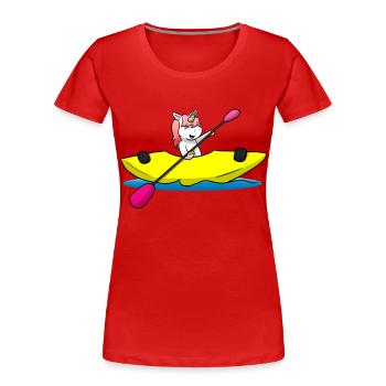 Kayak Unicorn Kayaker Einhorn - Frauen Premium Bio T-Shirt - Rot - Vorne - Mia (176cm)
