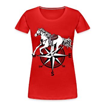 Quarterhorse Pferd Pferde Reiter Tour Kompass - Frauen Premium Bio T-Shirt - Rot - Vorne - Mia (176cm)