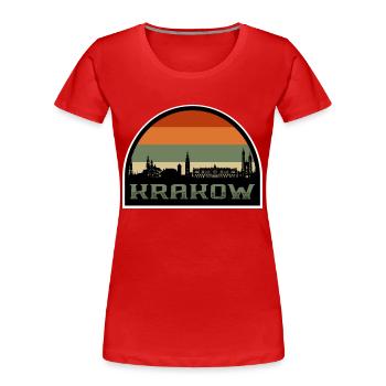 Krakow Poland Skyline Travel Souvenir Polish Flag - Women's Premium Organic T-Shirt - red - Front - Mia (176cm)