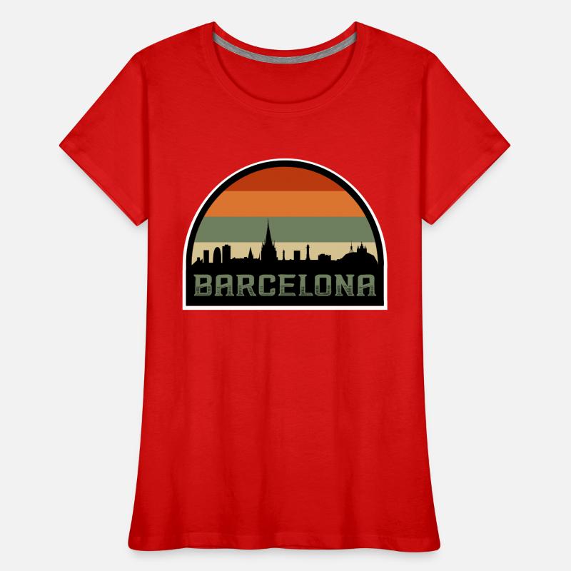 Barcelone Espagne Skyline Silhouette Drapeau Espagnol T-shirt bio Premium Femme