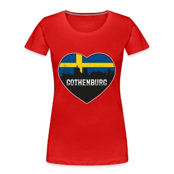 Göteborg Suède Skyline Silhouette Drapeau suédois - T-shirt bio Premium Femme - rouge - Devant - Mia (176cm)