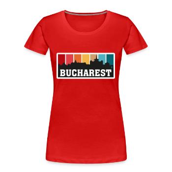 Bukarest Rumänien Travel Souvenir Skyline Landmark - Frauen Premium Bio T-Shirt - Rot - Vorne - Mia (176cm)