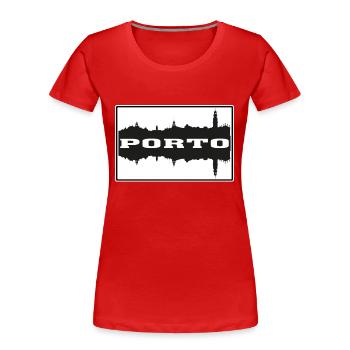 Porto Portugal Reise Souvenir Skyline Silhouette - Frauen Premium Bio T-Shirt - Rot - Vorne - Mia (176cm)